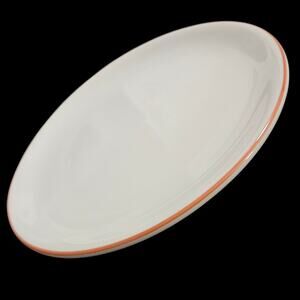 Syracuse China 8" White Plates with Orange Rim – Set of 3 – USA Made